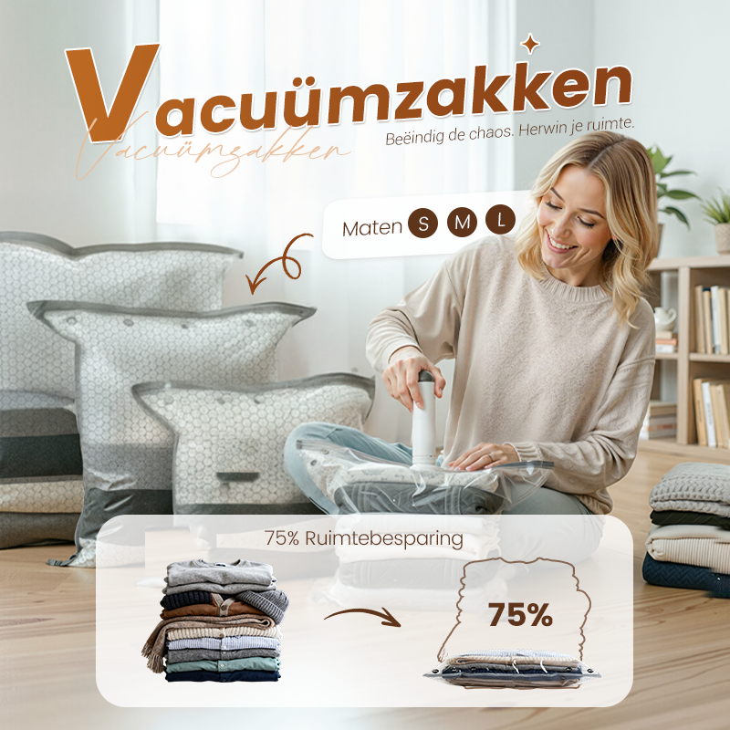 BRAMBLE 10 Vacuümopbergzakken met pomp, compressiezakken voor dekbedden BRAMBLE 10 Vacuümopbergzakken met pomp, compressiezakken voor dekbedden