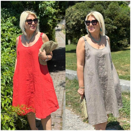 Casual jurk met ronde hals en mouwloze mouwen voor dames