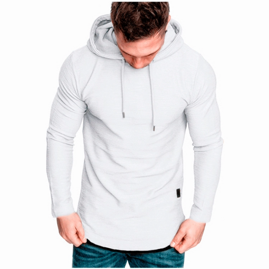 Effen sweatshirt met trekkoord en capuchon, lange mouwen