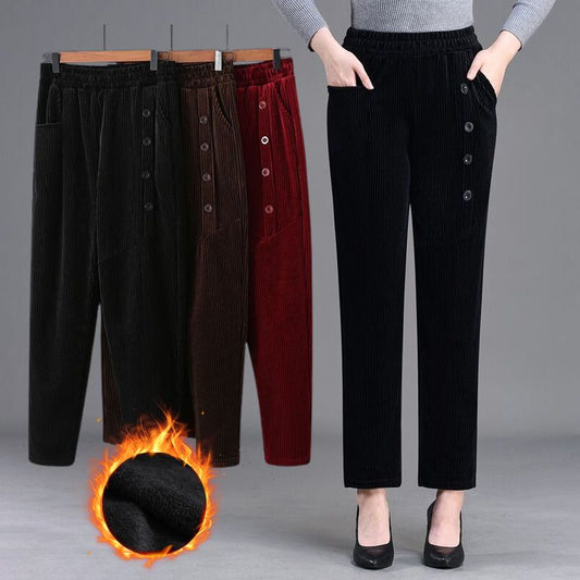 Hoge taille corduroy warme broek voor dames (50% korting)