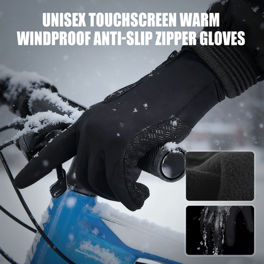 Unisex touchscreen warme winddichte antislip rits handschoenen