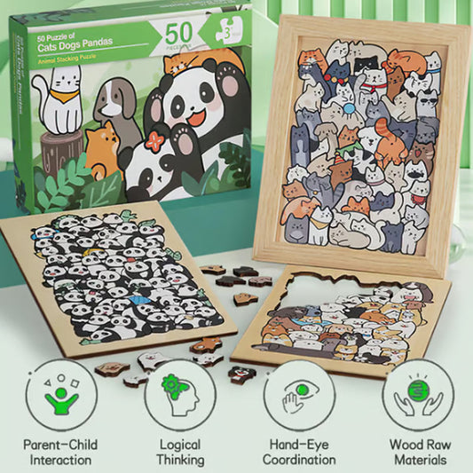 Leuk en leerzaam houten puzzelspel met schattige diere