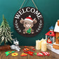 ⏰Verwisselbaar Highland Cow Welkomstbord met Seizoensmagneet Afneembare Hoeden Accessoires