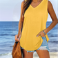 Allesomvattend V-Hals Effen Kleur Tanktop