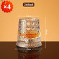 🎉【Aanbieding】🥃✨360° Draaibaar Whiskyglas | 300 ml | Loodvrij Glas | Geëmbosseerde Patronen | Stabiele Basis🍸