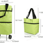 💥【LIMITED TIME 50% OFF】🔥 Opvouwbare Boodschappentas met Wieltjes | Ritssluiting Verstelbaar | Wegklapbare Wieltjes | Oxford Stof + Metalen Steun | 20 kg Draagkracht | Groen
