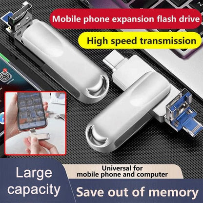 🔥Koop er 2 en krijg 10% korting - [Multifunctioneel] Vier-in-één USB-flashdrive voor mobiele telefoons met grote capaciteit