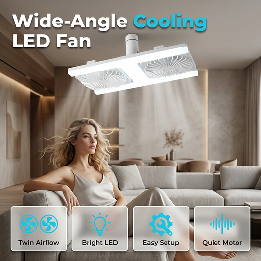 💥【LIMITED TIME 50% OFF】🔥 Plafondventilator met LED | Breedhoek Koeling | Dubbele Motor Fluisterstil | 60W LED Flikkervrij | E27 | Gereedschapsvrij