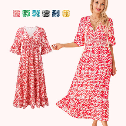 🔥 Bloemenjurk met V-hals - Koop er 2 en ontvang gratis verzending