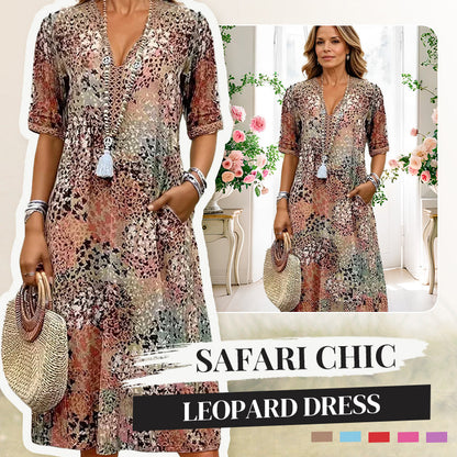 💥【Bestseller】✨👗Linnen/Cotton Jurk met V-hals | Levendige Print | Comfortabele Pasvorm | Voor Elke Gelegenheid🌟