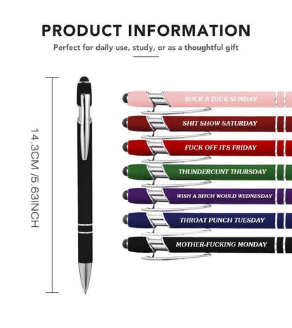 🔥Laatste Dag Aanbieding 50% KORTING💝Grappige Stressverlichtende Dagelijkse Quotes Metal Ballpoint Pen Set (7 stuks) | 🎁Kantoor Kerstmis Cadeau-uitwisseling