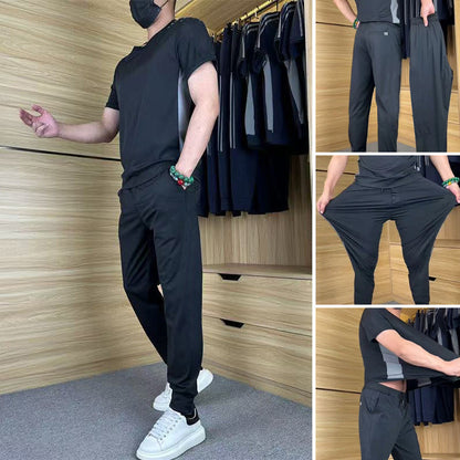 ⏳ Tijdelijk 50% korting! ✨Heren casual sport 2-delige set - T-shirt met korte mouwen en lange broek