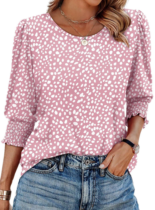 🔥Hot Sale 50% KORTING💝✨Dames Casual Blouses met 3/4 Mouwen en Gesmokte Manchetten