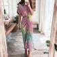 💖Tijdelijke Korting!🎀👗Hemdjurk met Ruches aan de Voorkant | Kapel V-hals | Met Verstelbare Riem | Katoenmix | Midi
