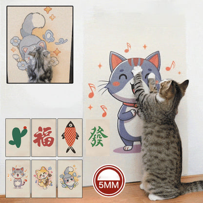 Zelfklevende kattenkrabmat met cartoonprint