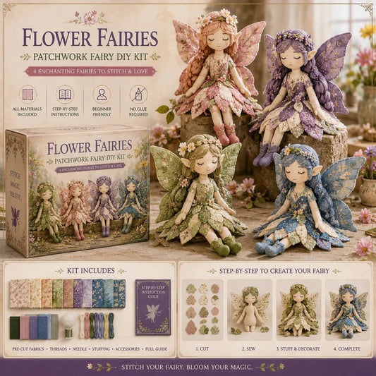 🔥LAST DAY 49% OFF🧵DIY Feeën Patchwork Set | 4 Figuren per Set | Voorgesneden | Stap-voor-Stap | 7 Thema’s