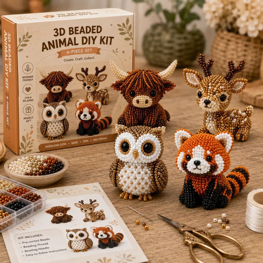 🏆Tijdelijke aanbieding: 49% KORTING🧵✨Kleine 3D-knutselpakket met dieren van kralen