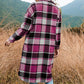 Women's Plaid Print Long Sleeve Warm Tweed Coat