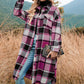 Women's Plaid Print Long Sleeve Warm Tweed Coat