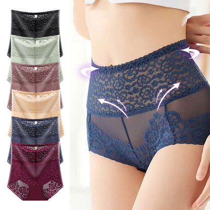 Cadeaukeuze - 5 stuks sexy kanten slipjes met hoge taille voor dames