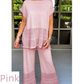 Dames effen kleur tweedelige set met korte mouwen top & broek