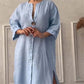 Casual Ademende 3/4 Mouwen V Hals Effen Kleur Jurk
