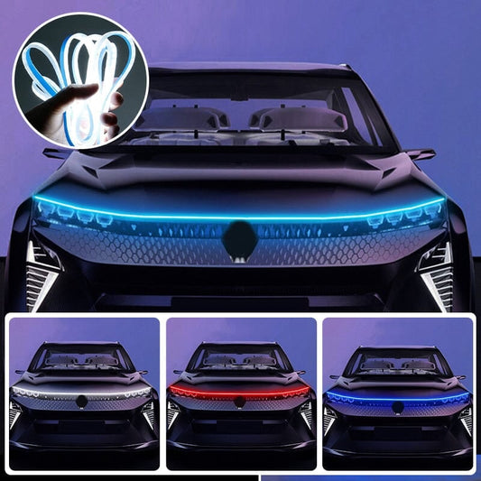 🌞Fris De Lente In Met 50% Korting!✨LED Auto Motorkap Verlichting – Dynamische Scan Start, Waterdicht, Universeel 12V, Auto Decoratie Kit