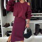 👗Damesset met schuine schouder, sweatshirt en mouwloze jurk