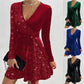 🎅Kerst 49% korting💥V-hals heup-taille rok, glinsterende pailletten