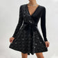 🎅Kerst 49% korting💥V-hals heup-taille rok, glinsterende pailletten