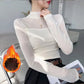 Dames Mock-Neck Mesh Top