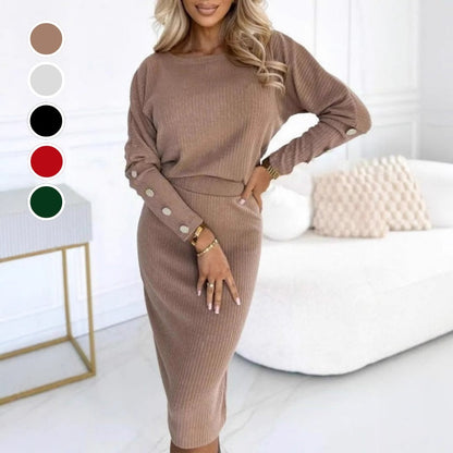 💃Tweedelige set bestaande uit een top en rok van geribd breisel voor dames🌟