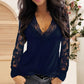Top met lange mouwen, V-hals en kanten details