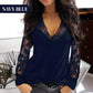 Top met lange mouwen, V-hals en kanten details