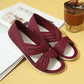 Comfortabele effenkleurige strik-platte sandalen
