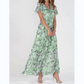 ☀️ Zomeractie – 49% KORTING! 💦Korte Mouw Lange Jurk met Bloemenprint