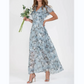 ☀️ Zomeractie – 49% KORTING! 💦Korte Mouw Lange Jurk met Bloemenprint