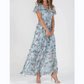 ☀️ Zomeractie – 49% KORTING! 💦Korte Mouw Lange Jurk met Bloemenprint