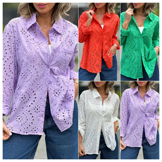 Effen shirt met lange mouwen en halslijn