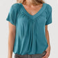 ✨2025 Nieuwe Hot Sale--49% Korting☀️Casual damestop met geplooide V-hals en korte mouwen