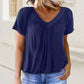 ✨2025 Nieuwe Hot Sale--49% Korting☀️Casual damestop met geplooide V-hals en korte mouwen