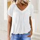 ✨2025 Nieuwe Hot Sale--49% Korting☀️Casual damestop met geplooide V-hals en korte mouwen