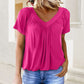 ✨2025 Nieuwe Hot Sale--49% Korting☀️Casual damestop met geplooide V-hals en korte mouwen