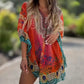 Asymmetrische damesjurk met V-hals en losse snit