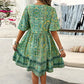 🔥KOOP 2 EN KRIJG 10% KORTING👗Dames Mini-jurk met V-hals en korte mouwen en bloemenprint