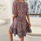 🔥KOOP 2 EN KRIJG 10% KORTING👗Dames Mini-jurk met V-hals en korte mouwen en bloemenprint