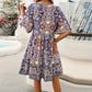 🔥KOOP 2 EN KRIJG 10% KORTING👗Dames Mini-jurk met V-hals en korte mouwen en bloemenprint
