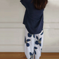 Vrouwen Crew Neck Tops ＆ Bedrukte Broek Set