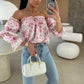 🌸Speciale prijs 🌸Bedrukte blouse over de schouder