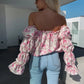 🌸Speciale prijs 🌸Bedrukte blouse over de schouder